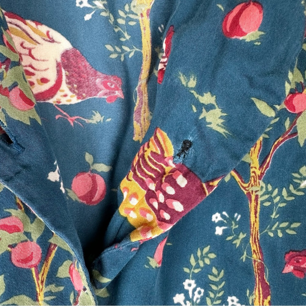 Printfresh Teal Floral & Hen Print Satin Short Pajama Set - Picture 9 of 16